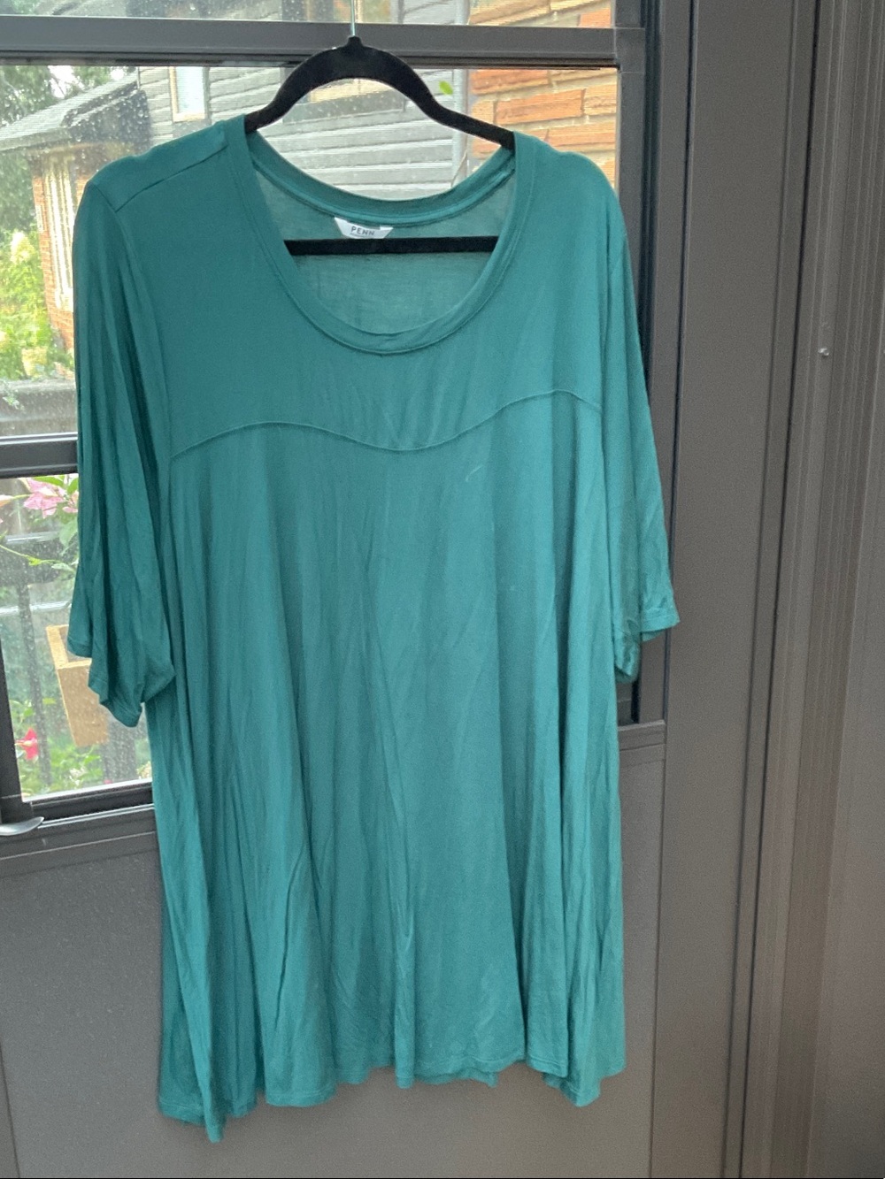 Penningtons Teal Scoop Neck Short SleeveSwing Tunic